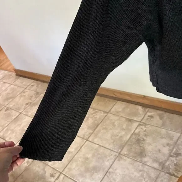 Zara knit ribbed turtleneck sweater womens size small tie waist modest minimalis - Picture 4 of 10